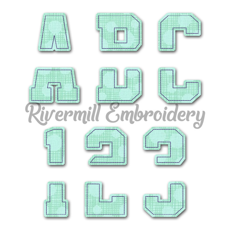 Split Varsity Raggy Applique Machine Embroidery Alphabet
