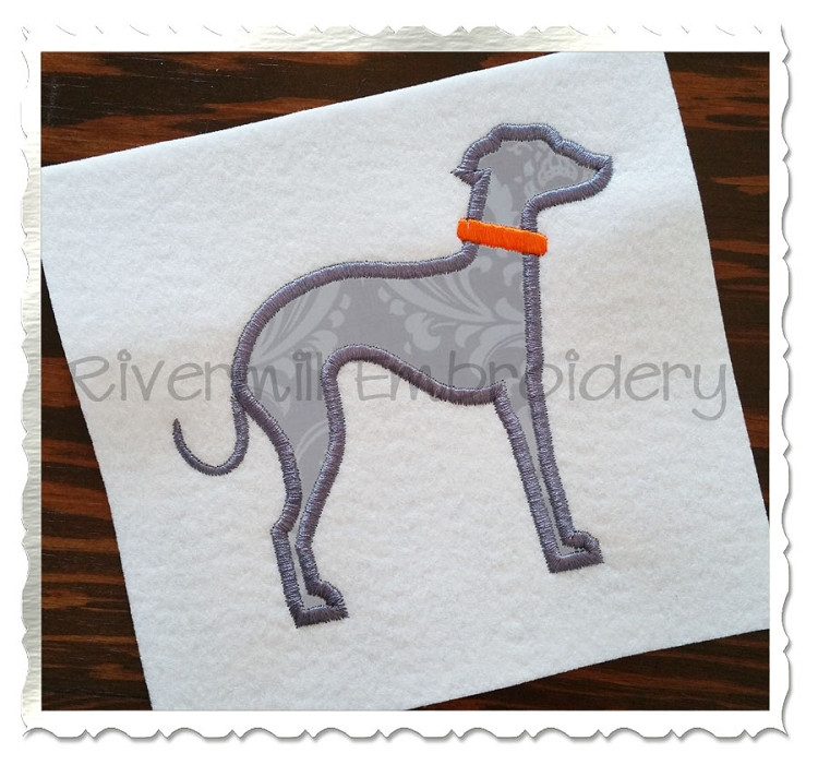 Applique Italian Greyhound Dog Silhouette Machine Embroidery Design