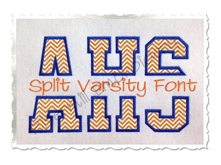 Split Varsity Applique Machine Embroidery Alphabet