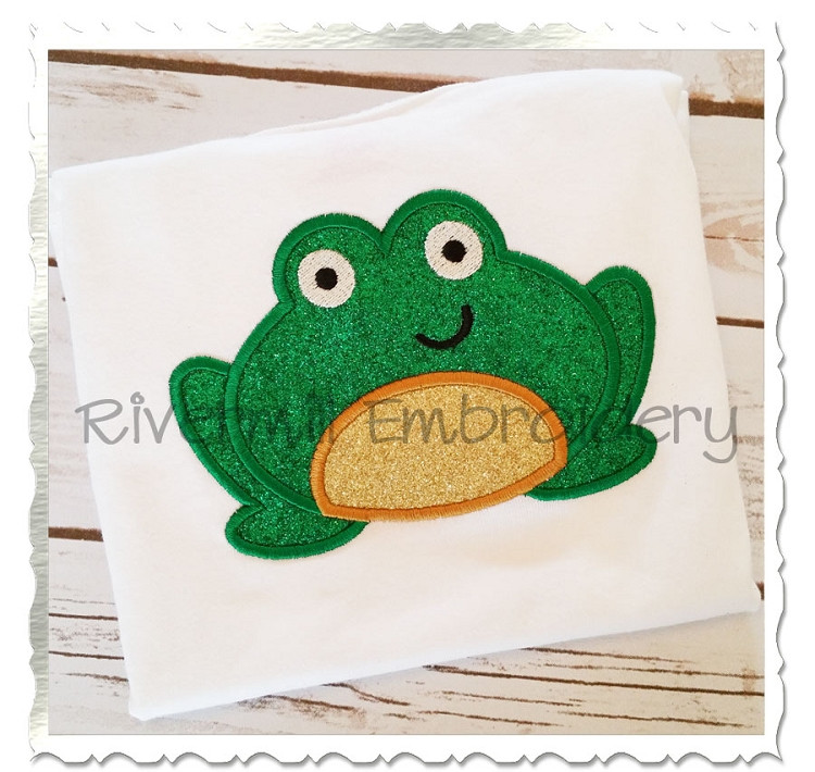 Applique Frog Machine Embroidery Design