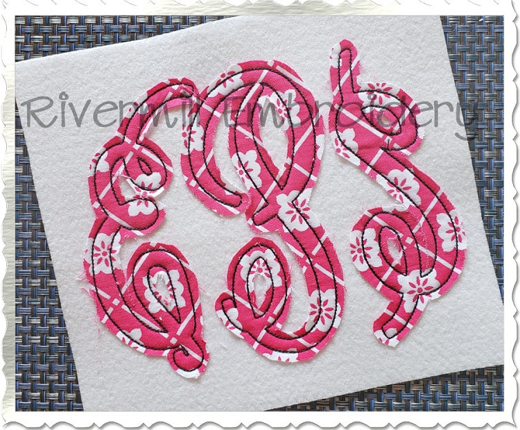 Classic Monogram Raggy Applique Machine Embroidery Alphabet