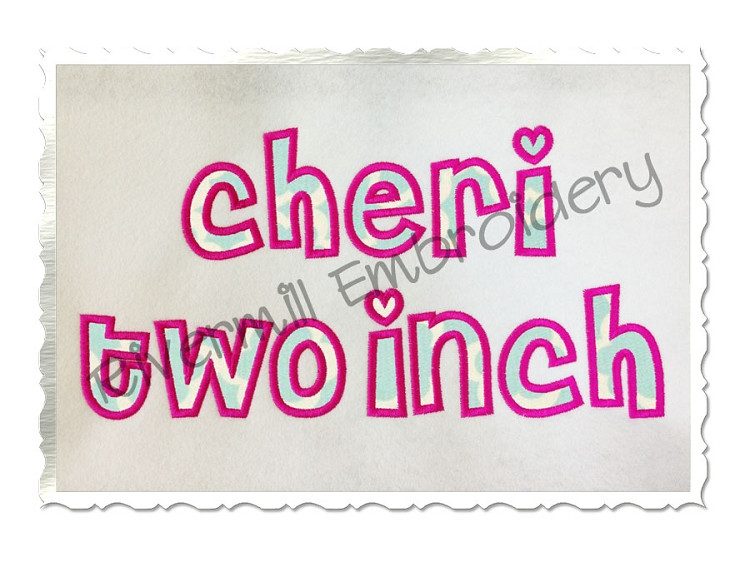 Small 2 Inch Cheri Applique Machine Embroidery Alphabet