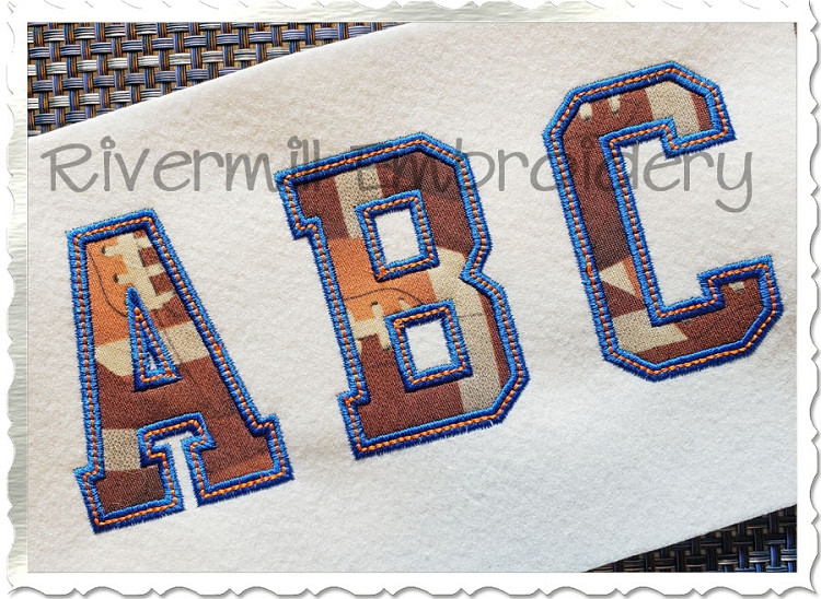 Varsity Applique w/ Top Stitch Machine Embroidery Alphabet