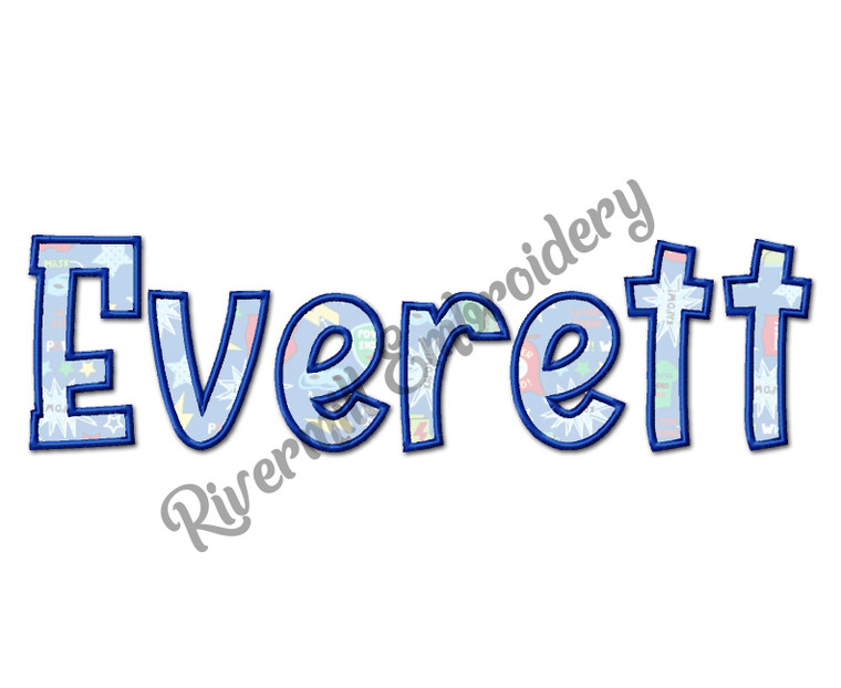 Everett Applique Machine Embroidery Alphabet