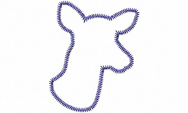 Zig Zag Applique Deer Head Doe Silhouette Machine Embroidery Design