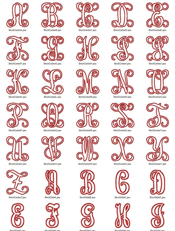Intertwined Monogram Applique Machine Embroidery Alphabet Font