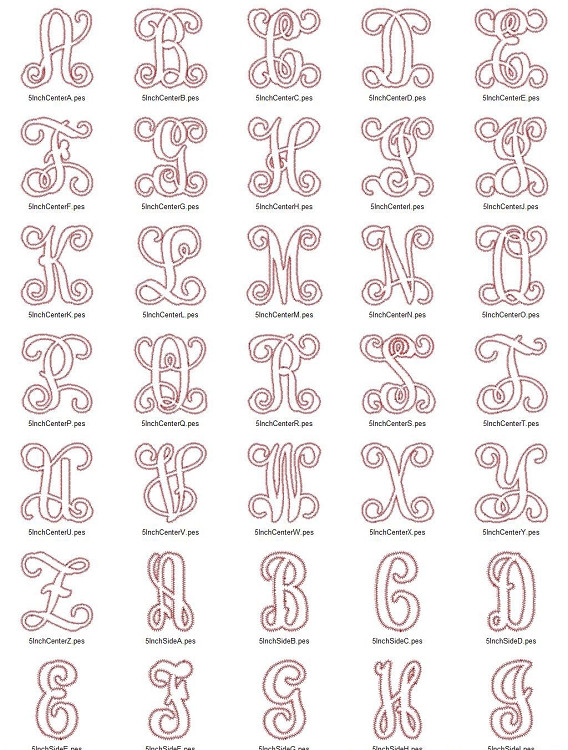 Intertwined Monogram Zig Zag Applique Machine Embroidery Alphabet Font