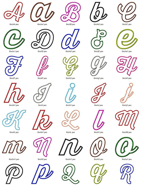 Sporty Script Applique Machine Embroidery Alphabet Font