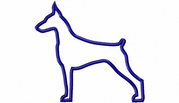 Applique Doberman Dog Silhouette Machine Embroidery Design