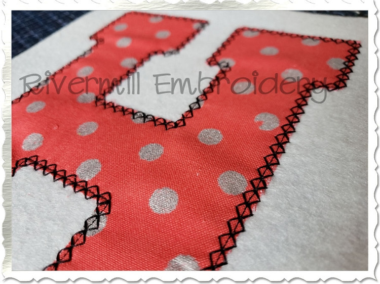 Large Varsity Diamond Applique Machine Embroidery Alphabet