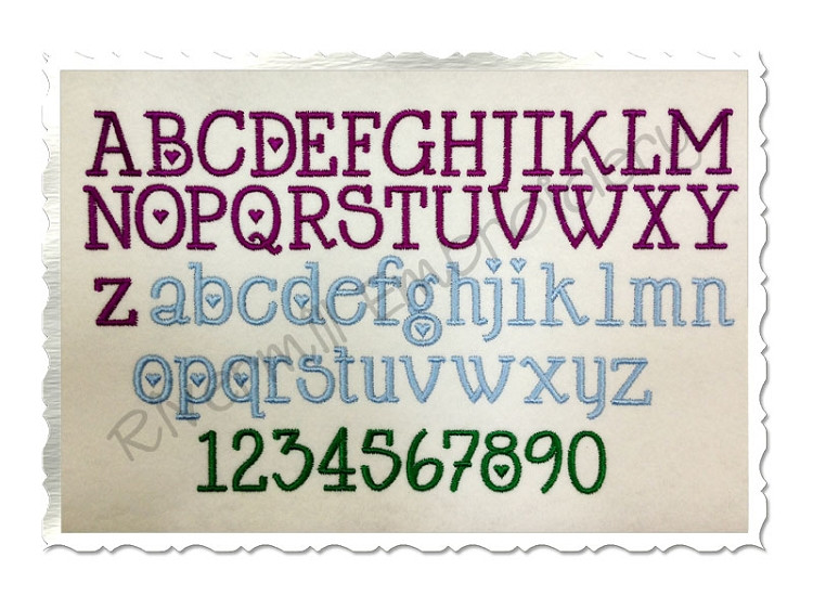 Cupid Machine Embroidery Font Alphabet