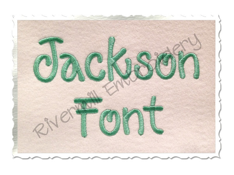 1 1/2" Inch Size ONLY Jackson Machine Embroidery Font