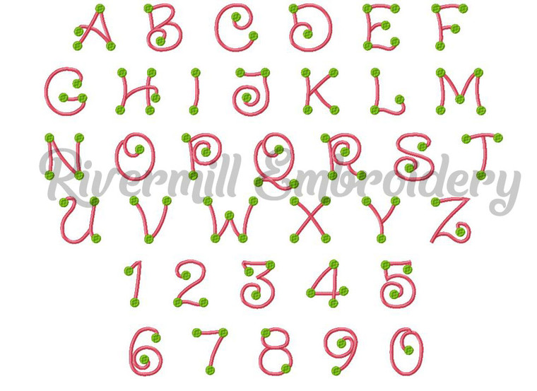 Dots 2 Color Machine Embroidery Font Alphabet