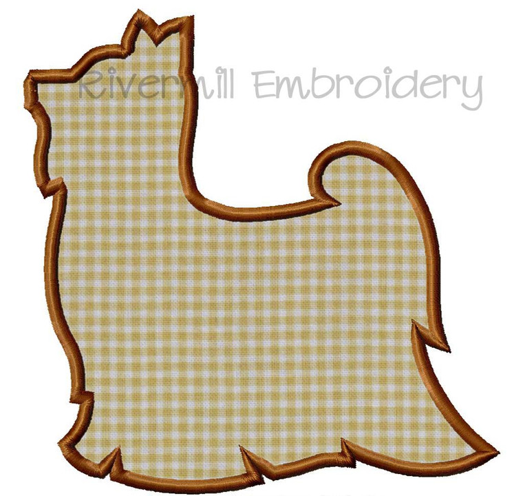 Applique Yorkie Silhouette Machine Embroidery Design