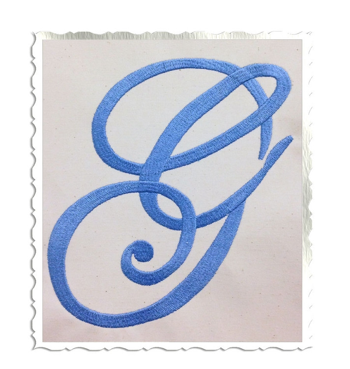 Large Edwardian Script Monogram Machine Embroidery Font
