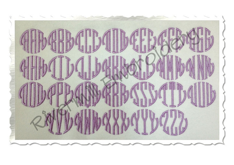 1 1/2" Size ONLY - Seal 3 Letter Monogram Machine Embroidery Font