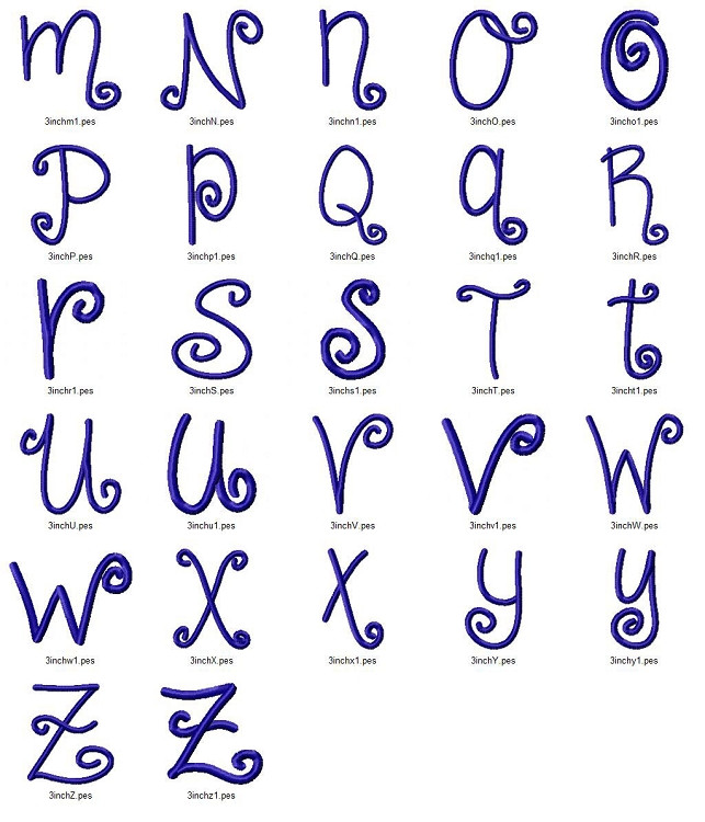 Sophia Machine Embroidery Font Alphabet
