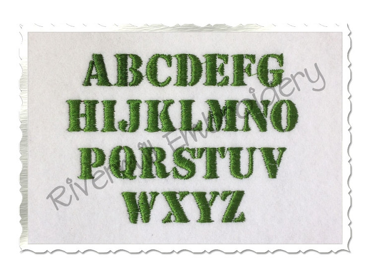 1/2" Size Only Army Stencil Machine Embroidery Font