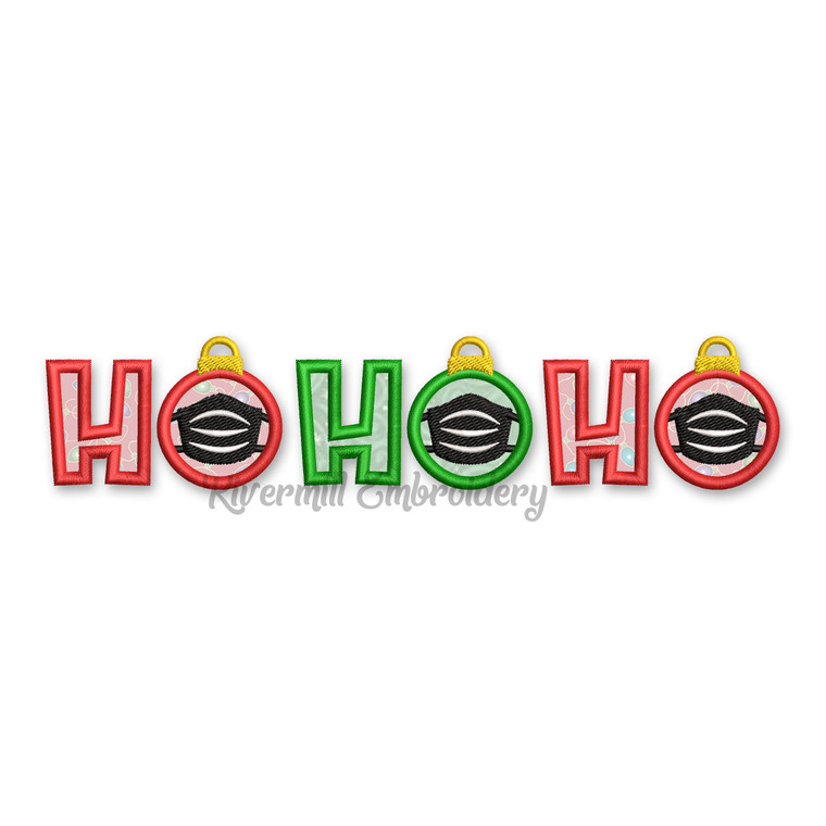 Ho Ho Ho Ornaments With A Face Mask Applique Machine Embroidery Design