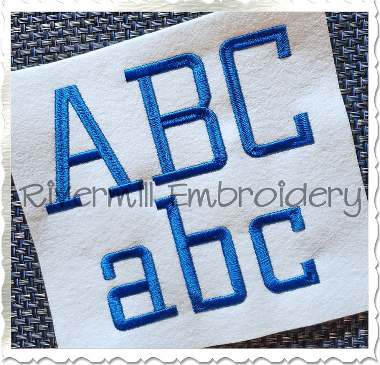 Large Athletic Block Thin Machine Embroidery Font Alphabet