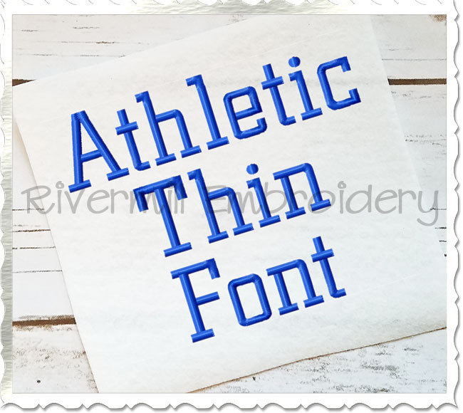 Athletic Block Thin Machine Embroidery Font Alphabet