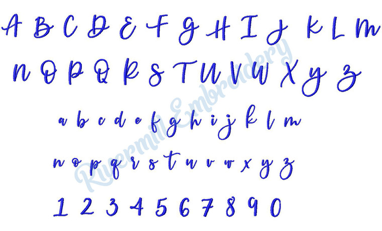 Small Katy Script Machine Embroidery Font Alphabet