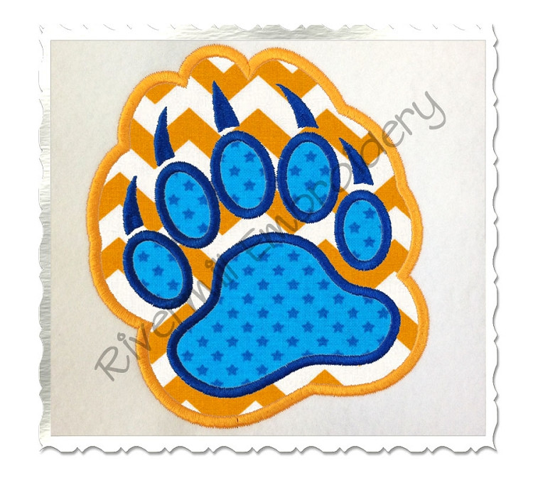 Double Applique Bear Paw Print Machine Embroidery Design