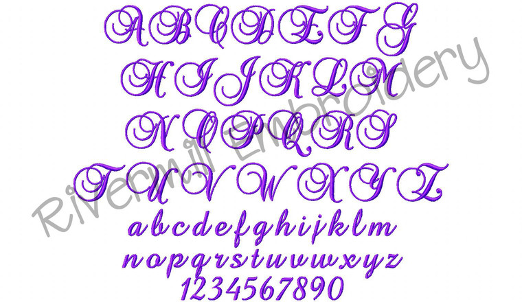 1 1/2" Size Only - Brock Script Machine Embroidery Font