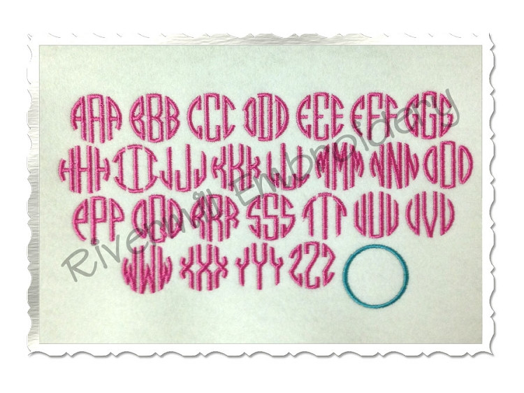 Small Mini Thin Round Monogram Machine Embroidery Font Alphabet
