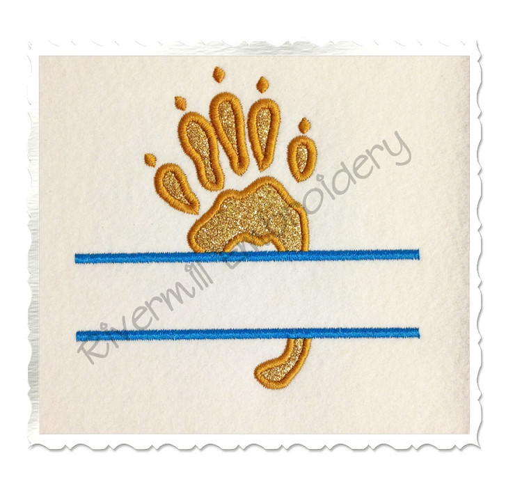 Split Applique Squirrel Paw Print Machine Embroidery Design
