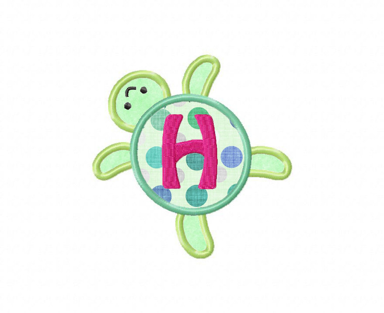 Sea Turtle Applique Alphabet Machine Embroidery Design