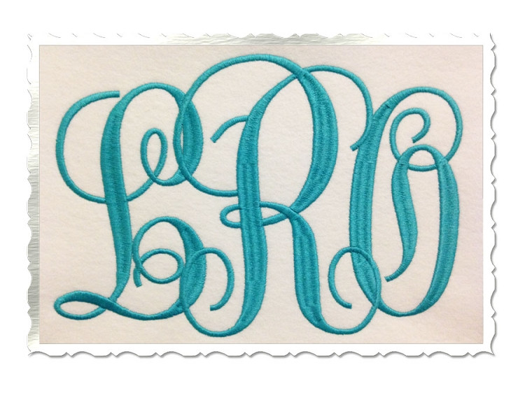 Large Fancy Curly Monogram Machine Embroidery Font