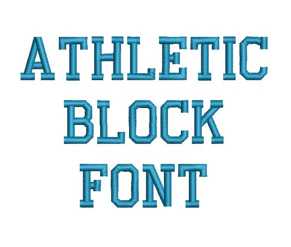 Athletic Block Machine Embroidery Font Alphabet