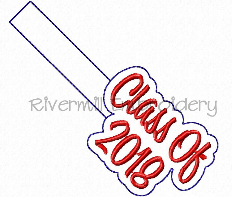 Class of 2018 In The Hoop Snap Tab Key Fob Machine Embroidery Design