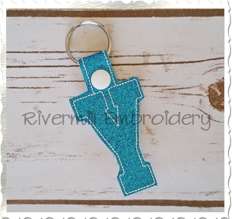 Letter Y In The Hoop Snap Tab Key Fob Machine Embroidery Design