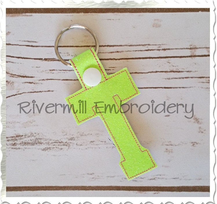 Letter T In The Hoop Snap Tab Key Fob Machine Embroidery Design