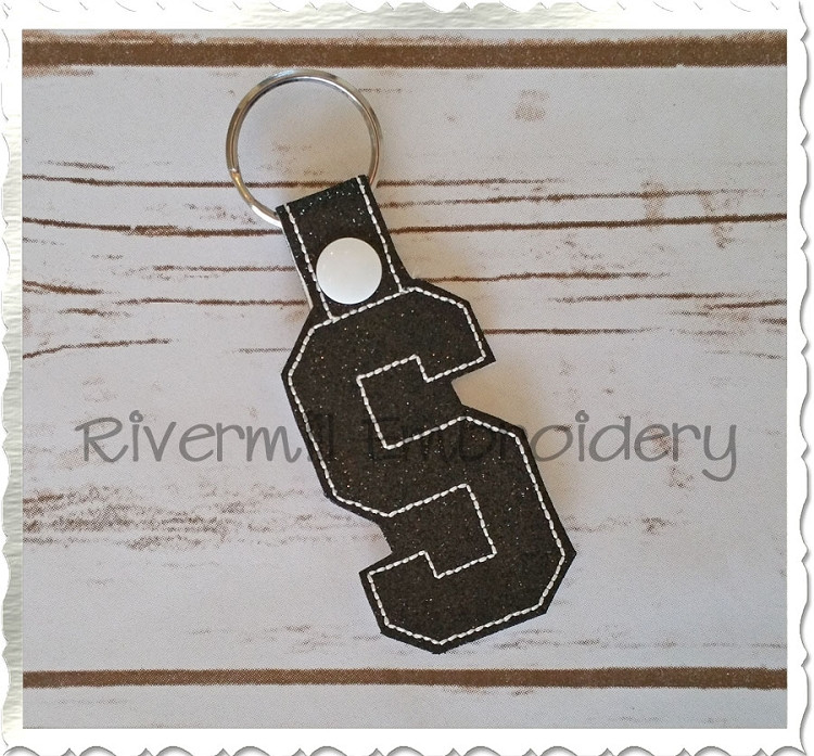 Letter S In The Hoop Snap Tab Key Fob Machine Embroidery Design