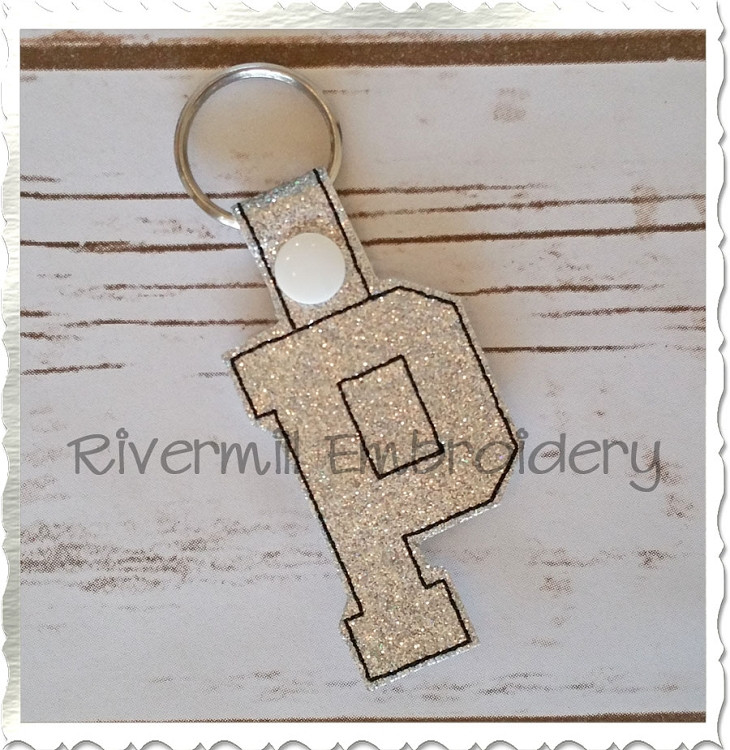 Letter P In The Hoop Snap Tab Key Fob Machine Embroidery Design