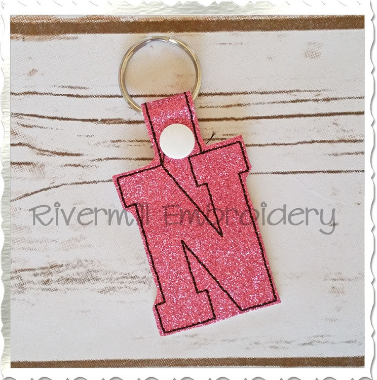Letter N In The Hoop Snap Tab Key Fob Machine Embroidery Design