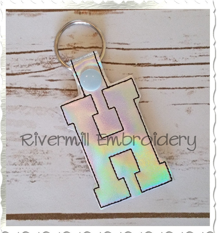 Letter H In The Hoop Snap Tab Key Fob Machine Embroidery Design