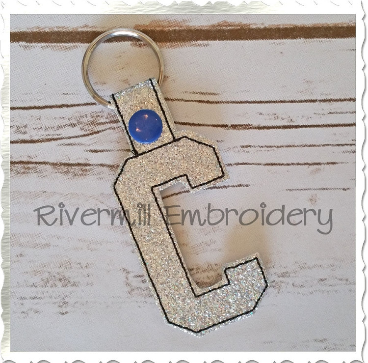 Letter C In The Hoop Snap Tab Key Fob Machine Embroidery Design