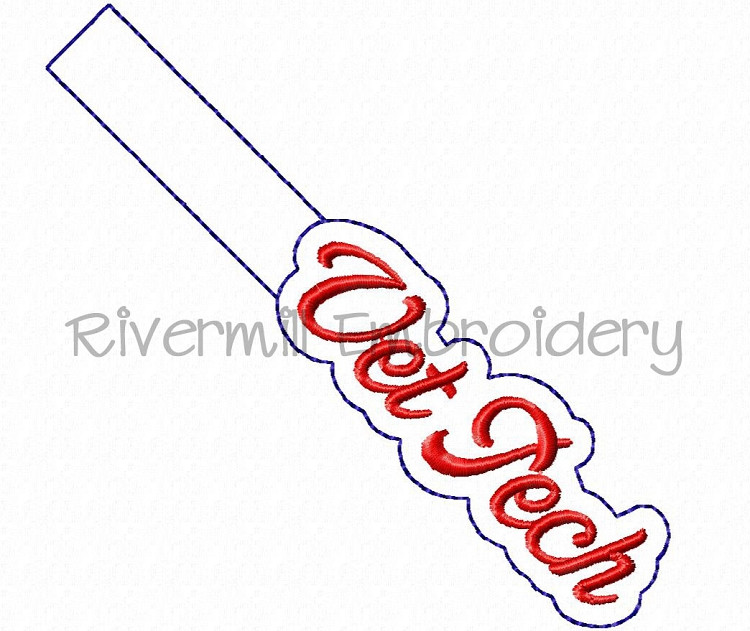 Vet Tech In The Hoop Snap Tab Key Fob Machine Embroidery Design