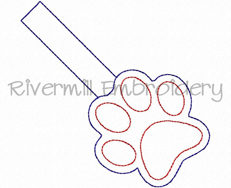 Paw Print Outline In The Hoop Snap Tab Key Fob Machine Embroidery Design