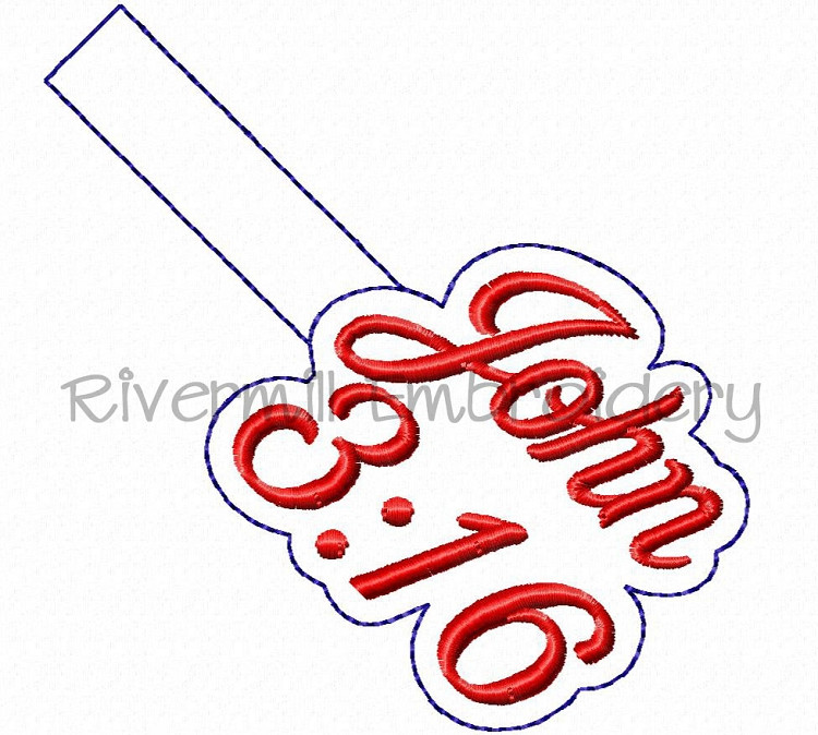 John 3:16 In The Hoop Snap Tab Key Fob Machine Embroidery Design