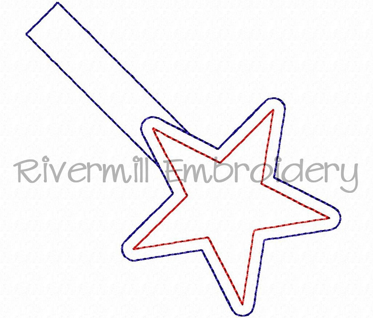 Star Outline In The Hoop Snap Tab Key Fob Machine Embroidery Design
