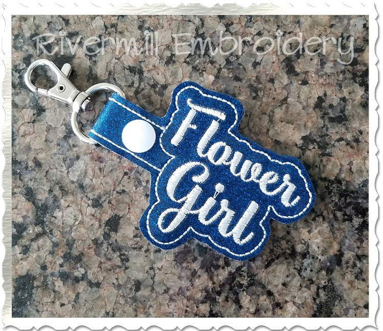 Flower Girl In The Hoop Snap Tab Key Fob Machine Embroidery Design