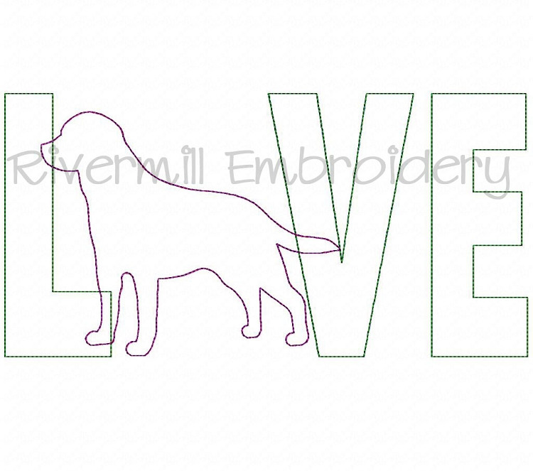 Raggy Applique Labrador Love Machine Embroidery Design