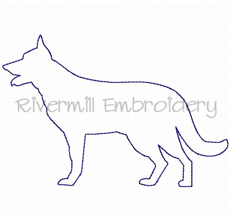Raggy Applique German Shepherd Machine Embroidery Design
