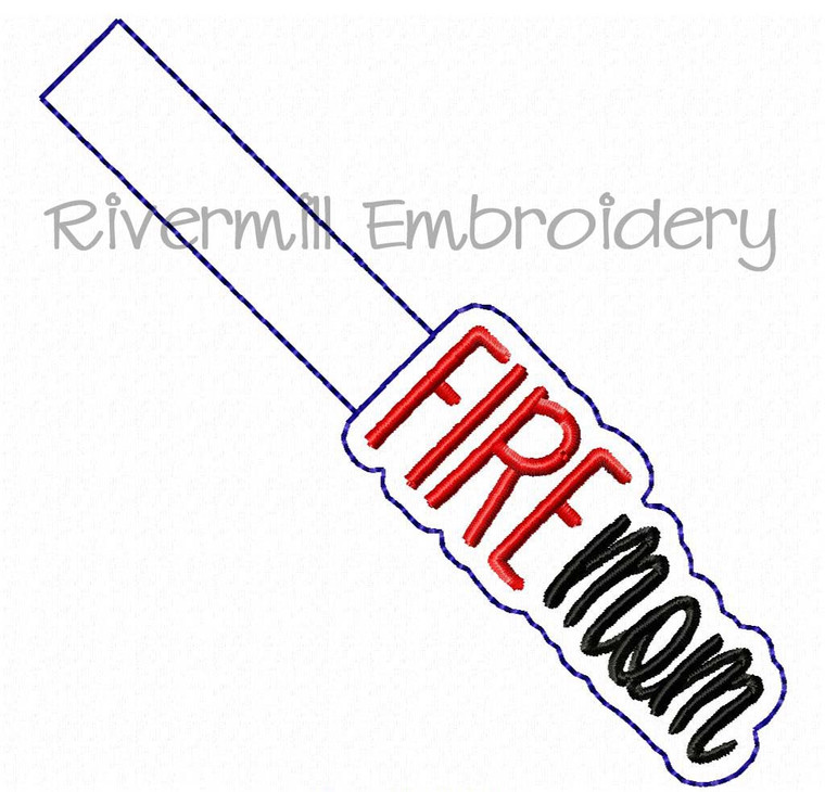Fire Mom In The Hoop Snap Tab Key Fob Machine Embroidery Design