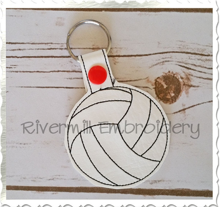 Volleyball In The Hoop Snap Tab Key Fob Machine Embroidery Design